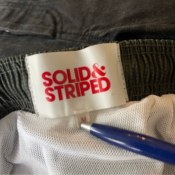 Solid & Striped Seersucker Dark Green Swim Trunks - Picture 7 of 7